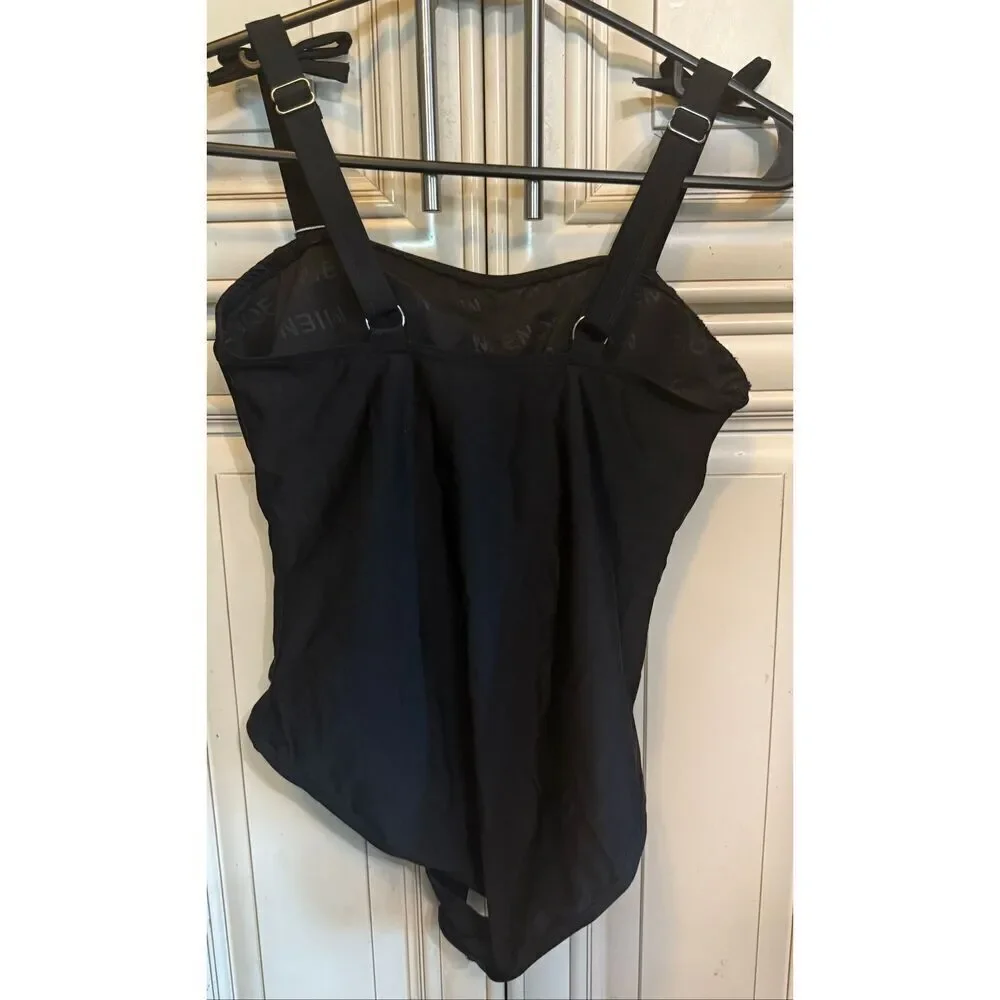 MIENOE Girls UPF 50+ Bow Tie Square Neck One Piece Swimsuit Black Size XL NWT